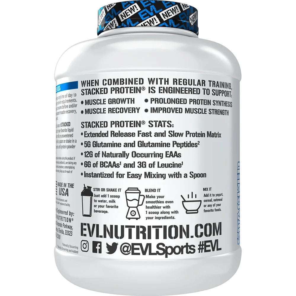 Stacked Protein Protein Powder with 25 Grams of Protein, 6 Grams of Bcaas and 5 Grams of Glutamine (Vanilla Ice Cream, 5 LB)